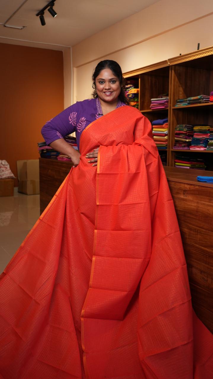 Madurai Cotton Zari Kattam Small Border - 11-03-02-6Y-07 (TOFFEE APPLE)