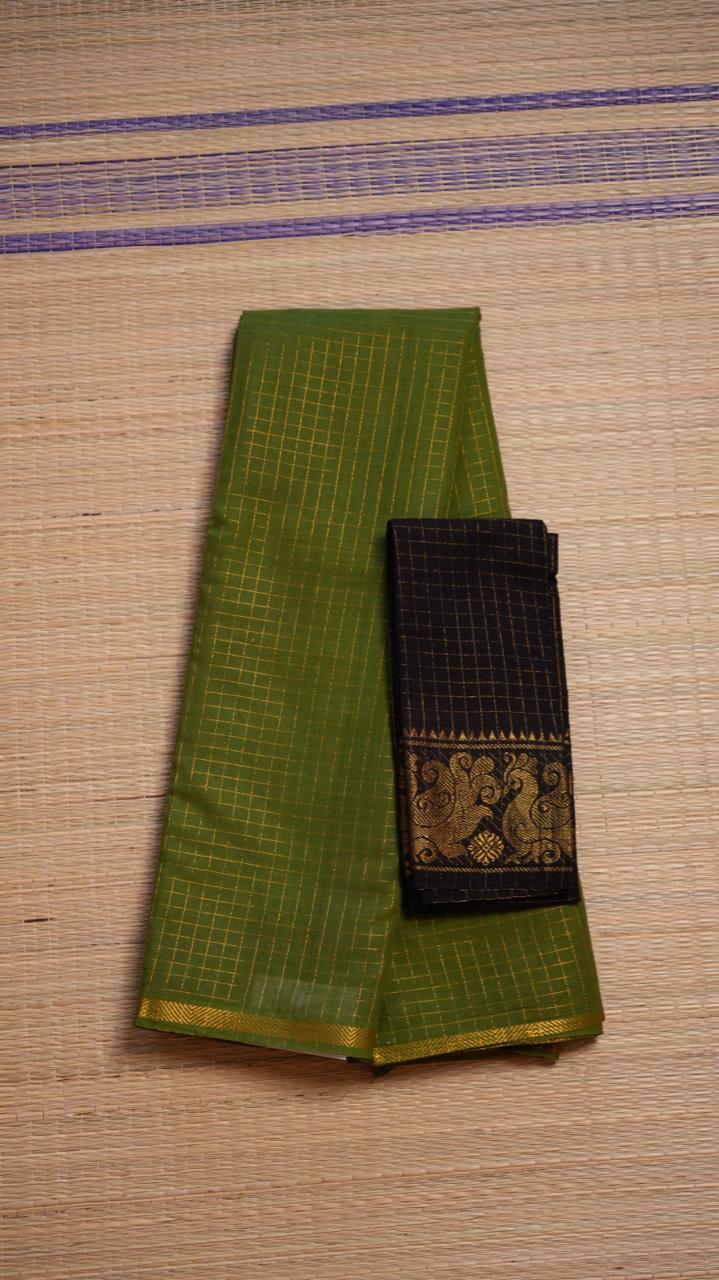 Madurai Cotton Zari Kattam Small Border - 11-03-02-6Y-03 (PISTACHIO CRUNCH)