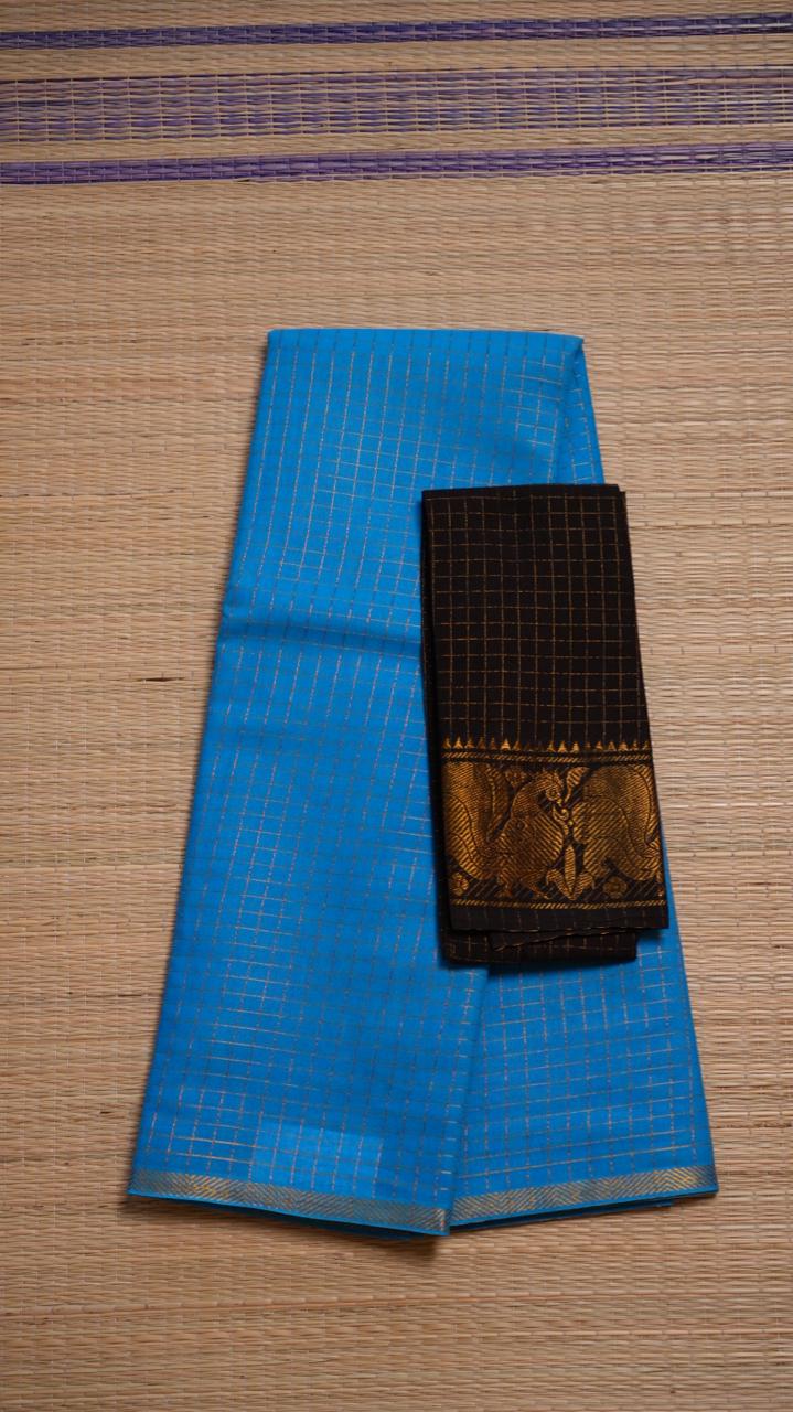 Madurai Cotton Zari Kattam Small Border - 11-03-02-6Y-02 (ICE MINT CANDY)