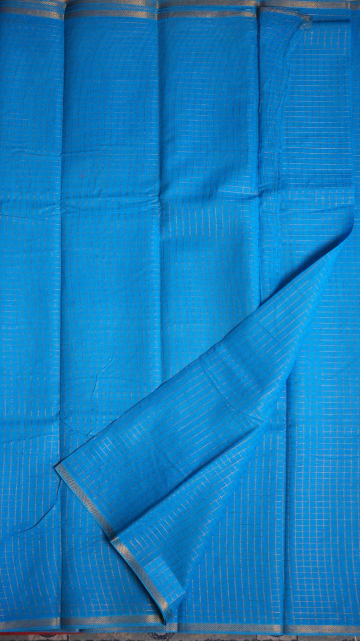 Madurai Cotton Zari Kattam Small Border - 11-03-02-6Y-02 (ICE MINT CANDY)