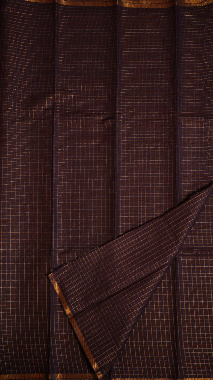 Madurai Cotton Zari Kattam Small Border - 11-03-02-6Y-01 (MIDNIGHT TRUFFLE)