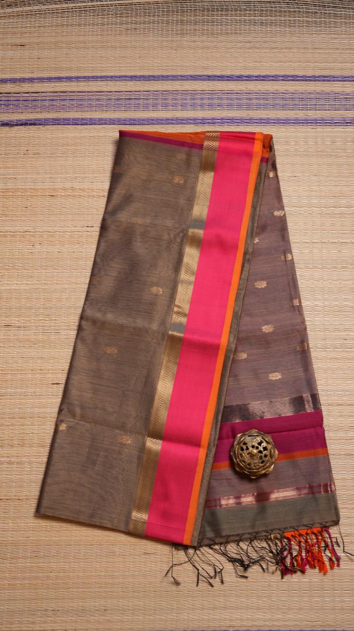 Maheshwari Resham Border Ganga Jamuna Saree -05-02B-04-04 (BRONZE SCEPTRE)