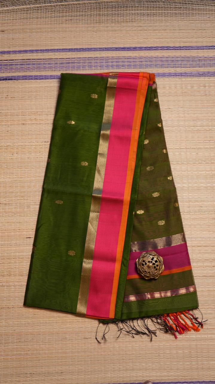 Maheshwari Resham Border Ganga Jamuna Saree -05-02B-04-06 (CAT’S EYE PENDANT)