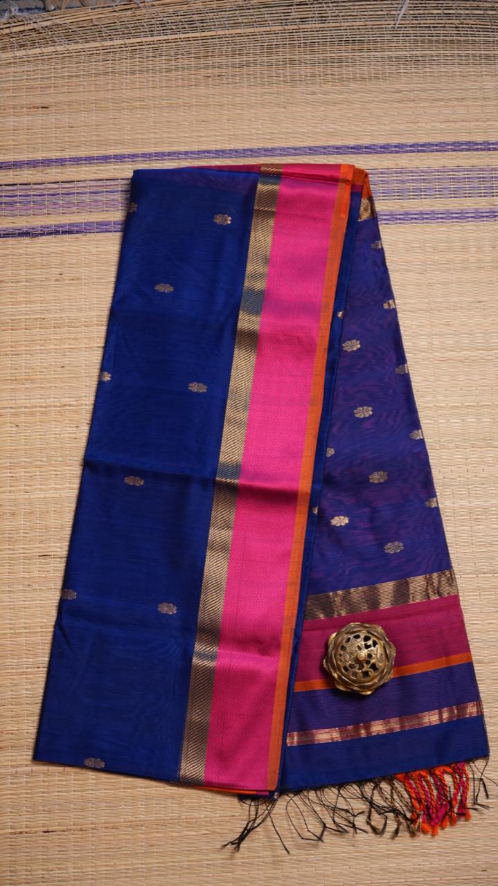 Maheshwari Resham Border Ganga Jamuna Saree -05-02B-04-05 (SAPPHIRE CROWN)