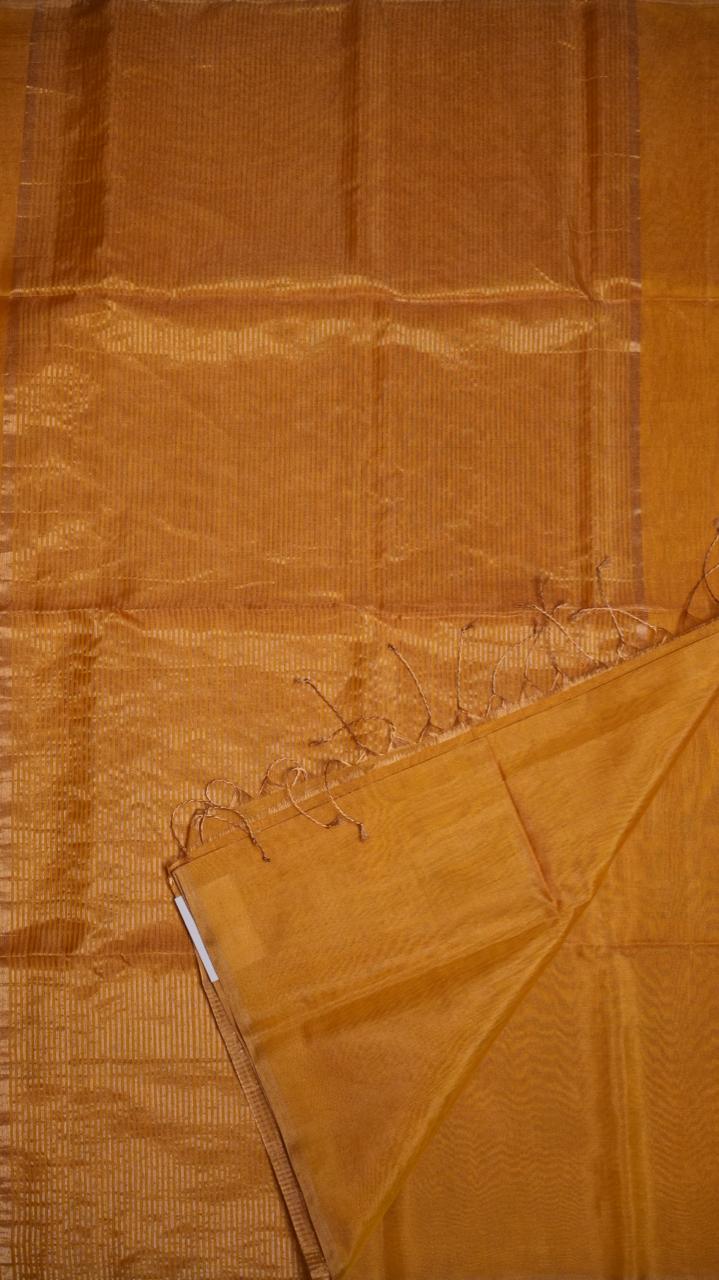 Maheshwari Silk Cotton Plain Tissue Saree - 05-2B-01-11 (GOLDEN LEAF)