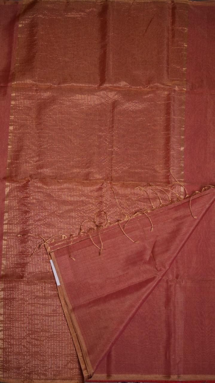 Maheshwari Silk Cotton Plain Tissue Saree - 05-2B-01-02 (JAPANESE MAPLE)