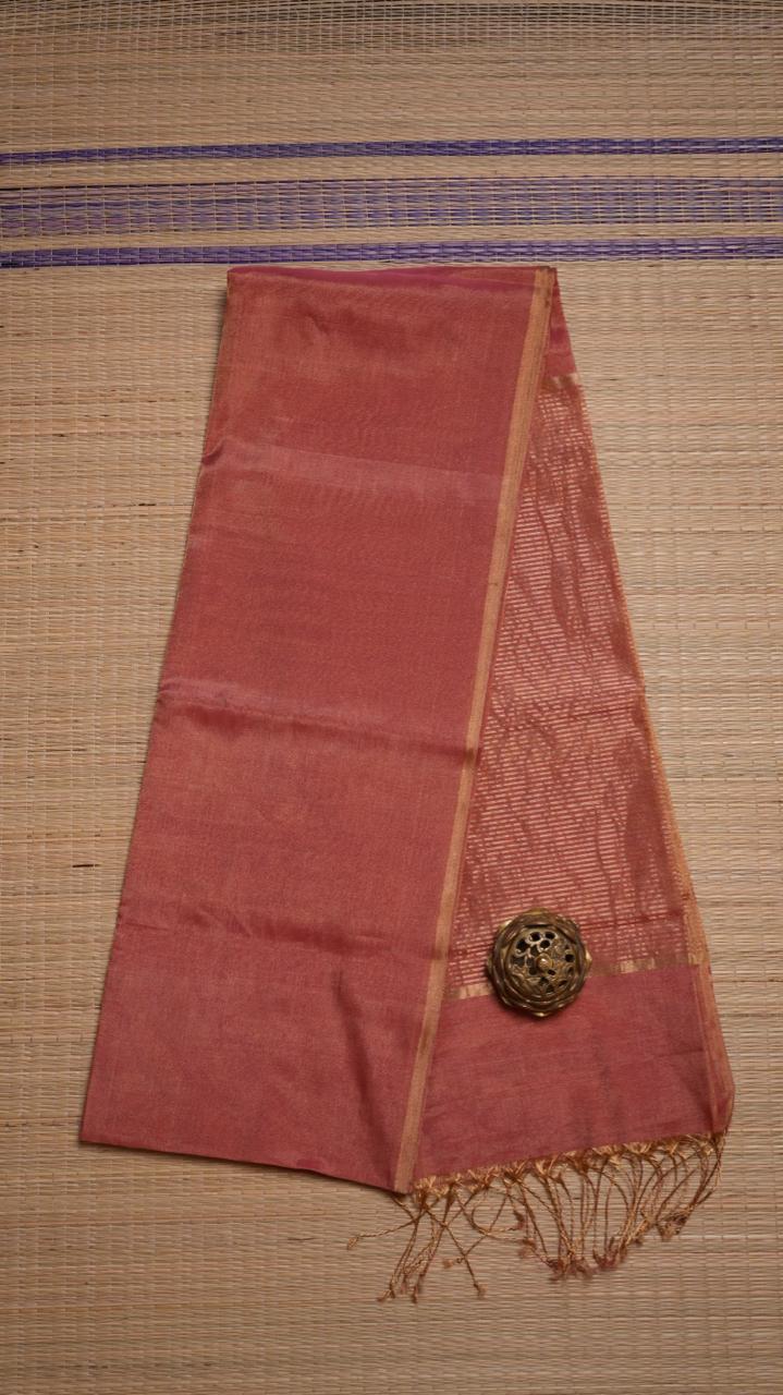 Maheshwari Silk Cotton Plain Tissue Saree - 05-2B-01-02 (JAPANESE MAPLE)