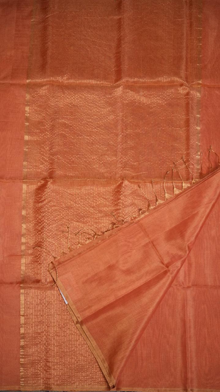 Maheshwari Silk Cotton Plain Tissue Saree - 05-2B-01-04 (AUTUMN MAPLE)
