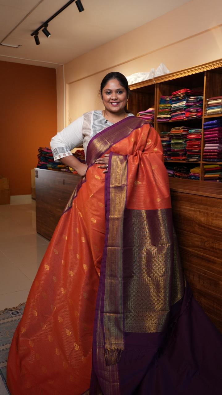 Kanchi Semi Silk Saree - 01-03-15-25 (AMBER STONE)
