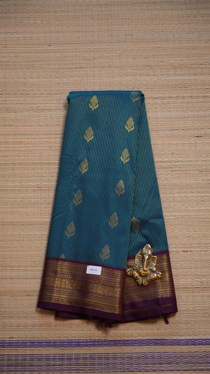 Kanchi Semi Silk Saree - 01-03-15-46 (CHRYSOCOLLA)
