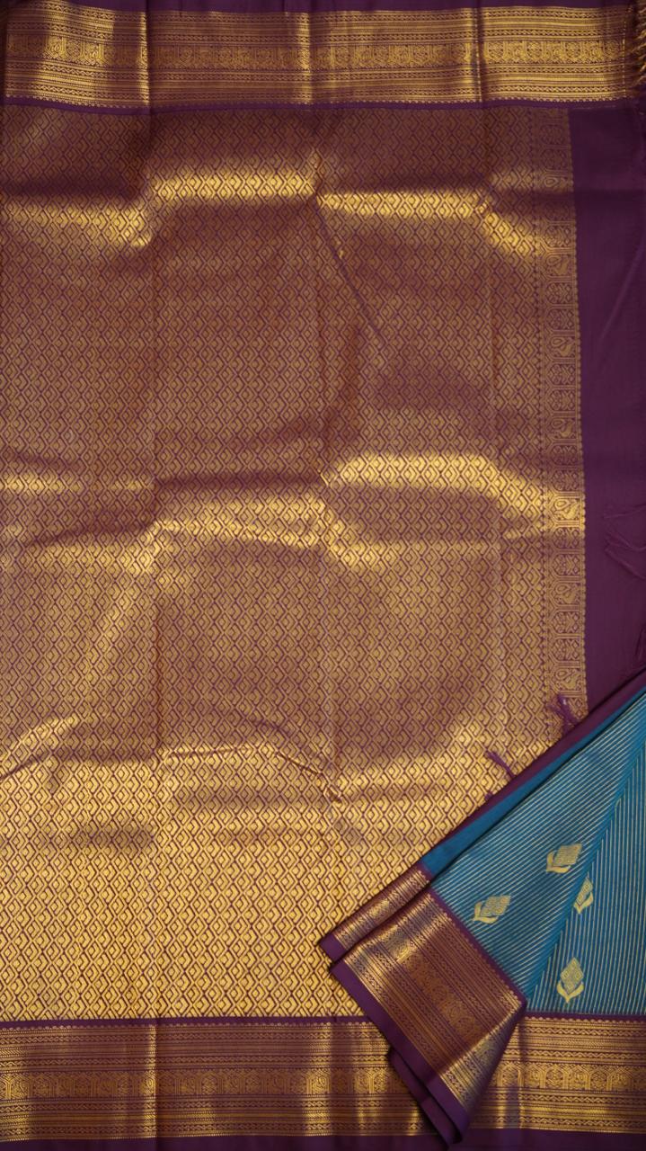 Kanchi Semi Silk Saree - 01-03-15-46 (CHRYSOCOLLA)