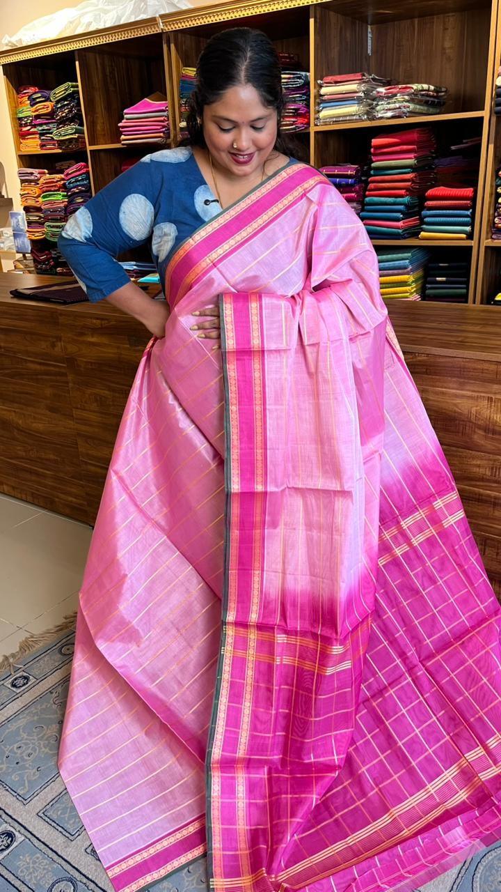 Devendra 7 Yards Paneer Roja Pink Veldhari saree - 11-03B-03-7Y-01 READY TO SHIP