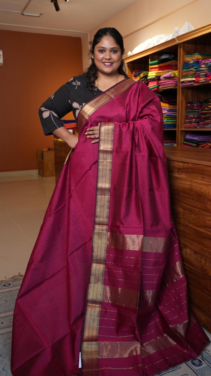 Maheshwari Silk Cotton Saree - 05-02B-15-02 (FUCHSIA THREAD)