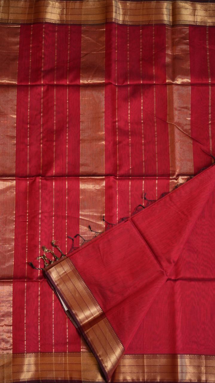 Maheshwari Silk Cotton Saree - 05-02B-15-09 (RUBY THREAD)