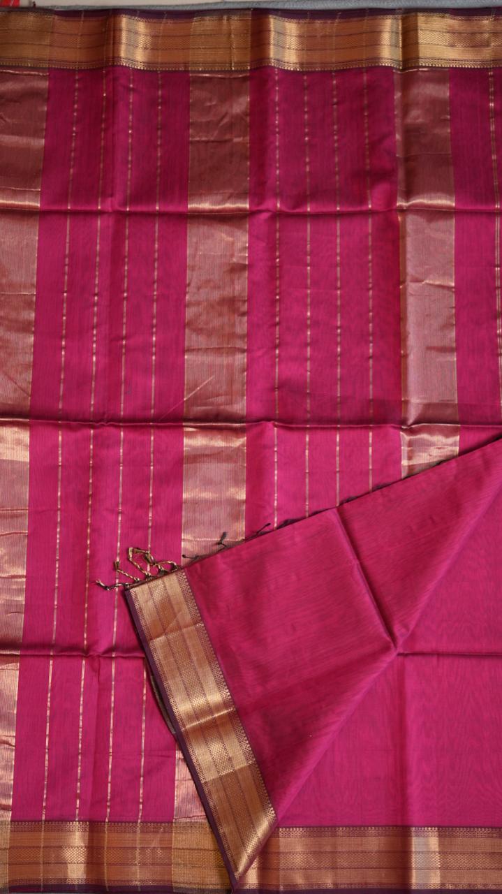 Maheshwari Silk Cotton Saree - 05-02B-15-02 (FUCHSIA THREAD)