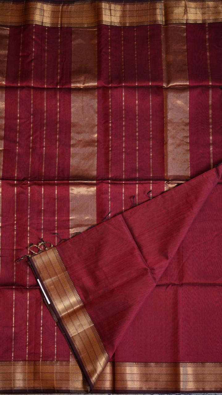 Maheshwari Silk Cotton Saree - 05-02B-15-07 (MAROON LOOM)