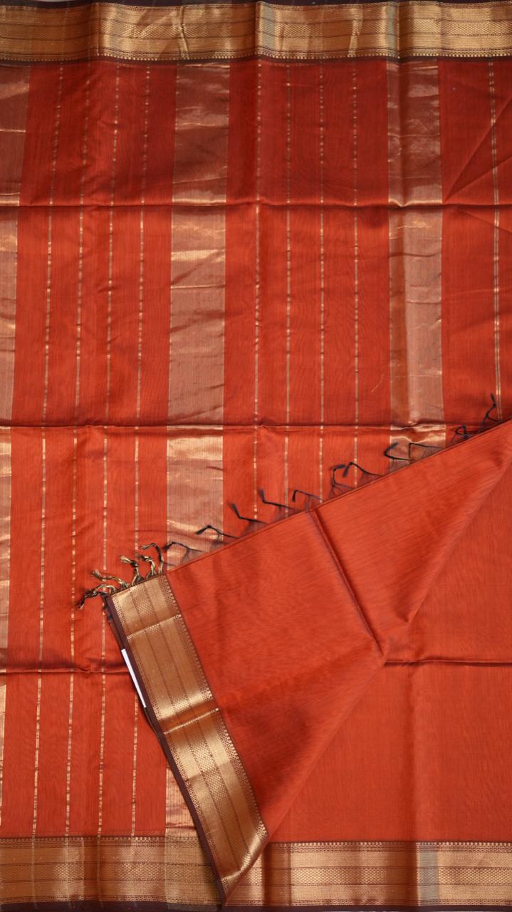 Maheshwari Silk Cotton Saree - 05-02B-15-06 (COPPER LOOM)