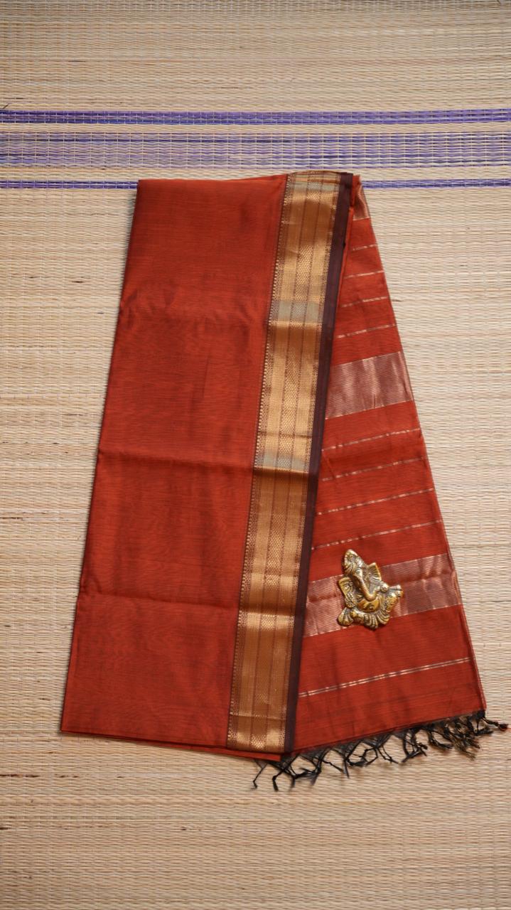 Maheshwari Silk Cotton Saree - 05-02B-15-06 (COPPER LOOM)