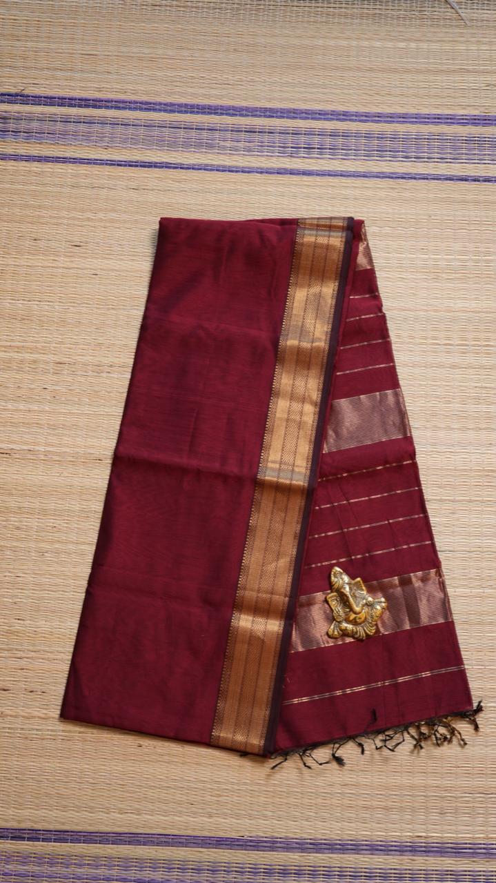 Maheshwari Silk Cotton Saree - 05-02B-15-07 (MAROON LOOM)