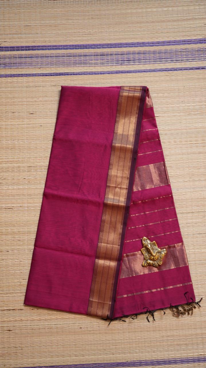 Maheshwari Silk Cotton Saree - 05-02B-15-02 (FUCHSIA THREAD)