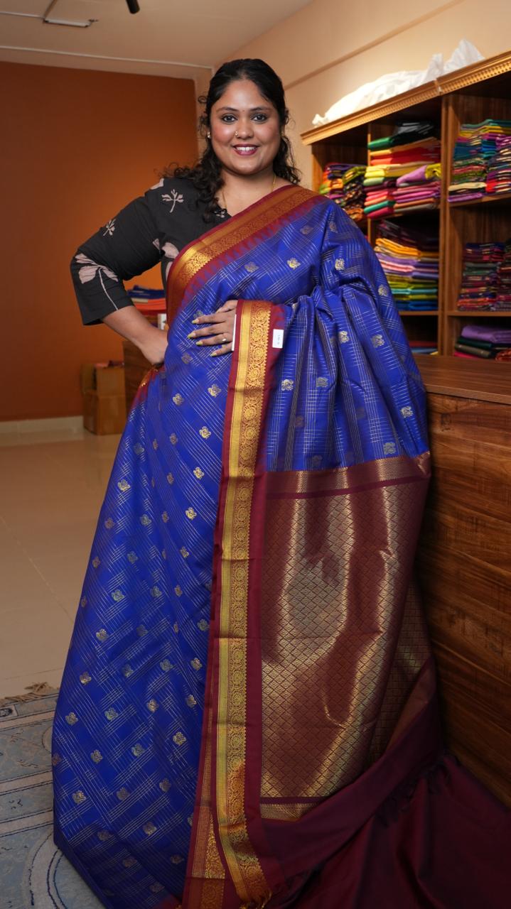Kanchi Semi Silk Saree - 01-03-16-19 (DEEP WATER)