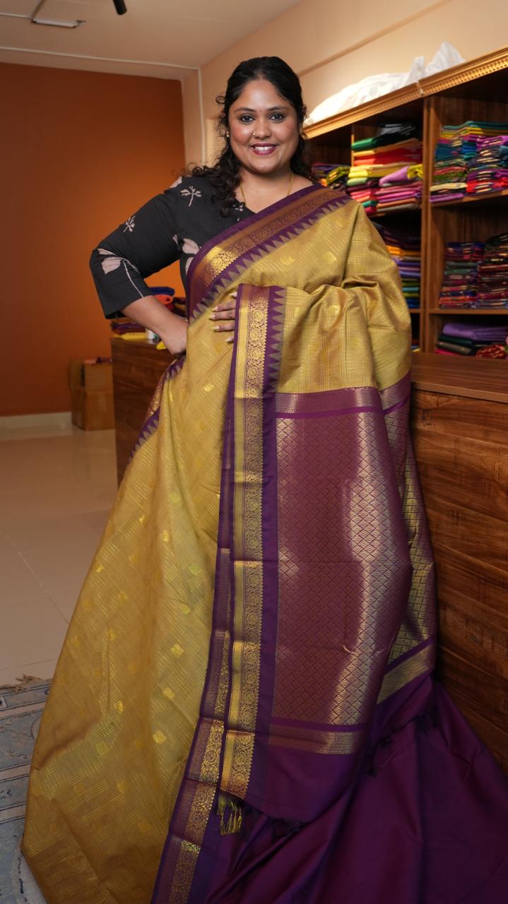 Kanchi Semi Silk Saree - 01-03-16-13 (DRIED TURMERIC)