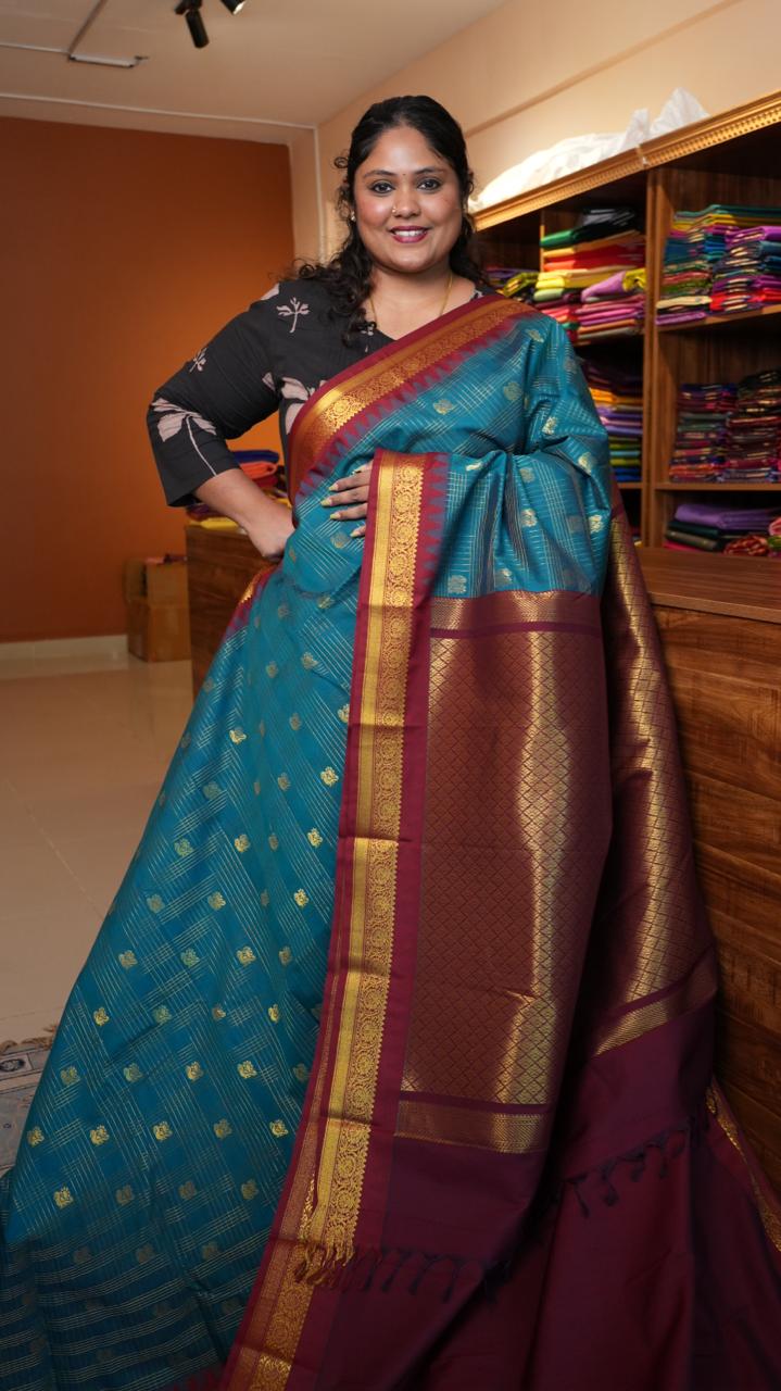 Kanchi Semi Silk Saree - 01-03-16-17 (SEA GLASS)