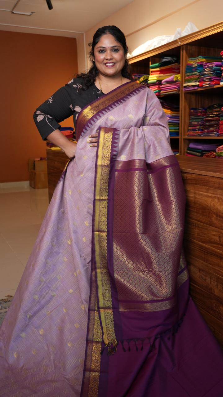 Kanchi Semi Silk Saree - 01-03-16-14 (SEA LAVENDER)