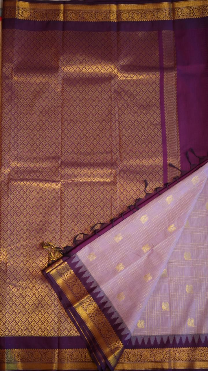 Koorai Kattam Kanchi Semi Silk Saree - 01-03-16-14 (SEA LAVENDER)