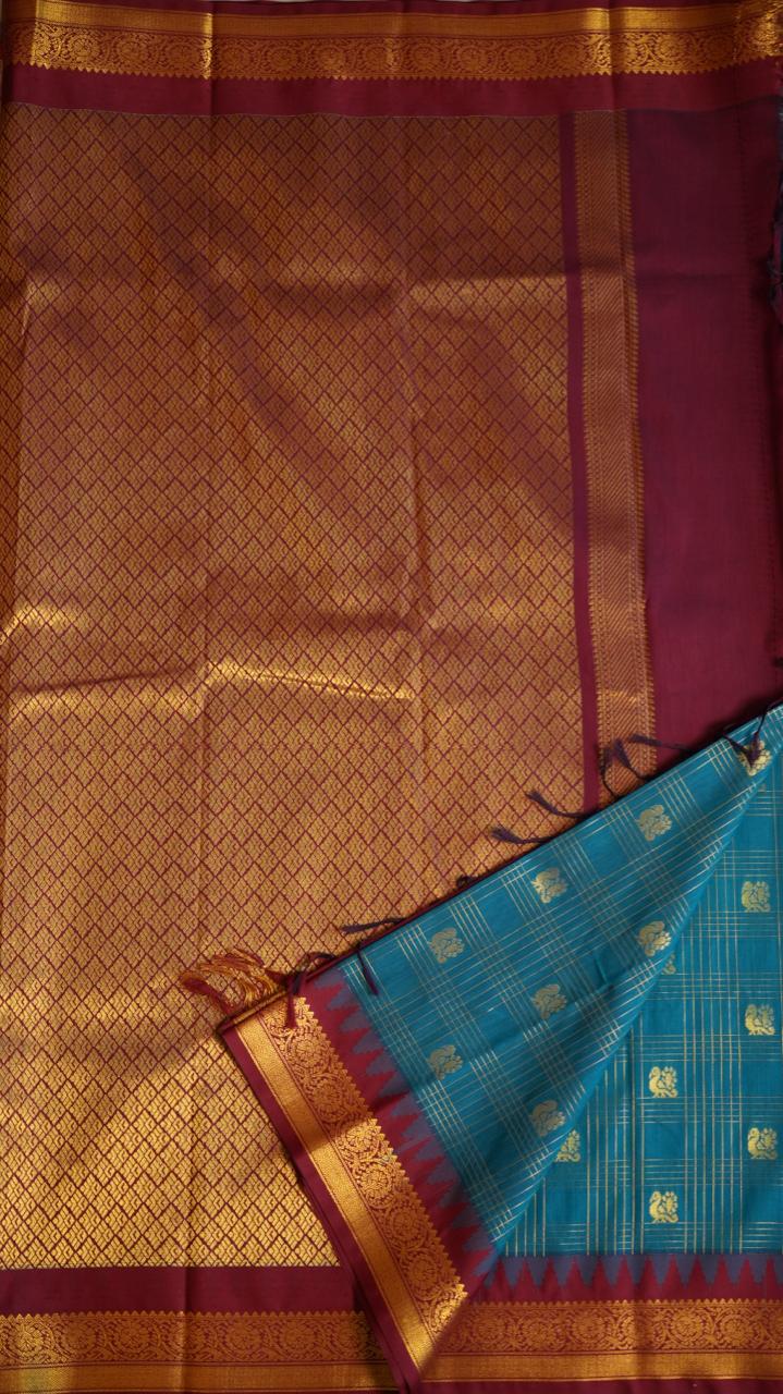 Koorai Kattam Kanchi Semi Silk Saree - 01-03-16-17 (SEA GLASS)