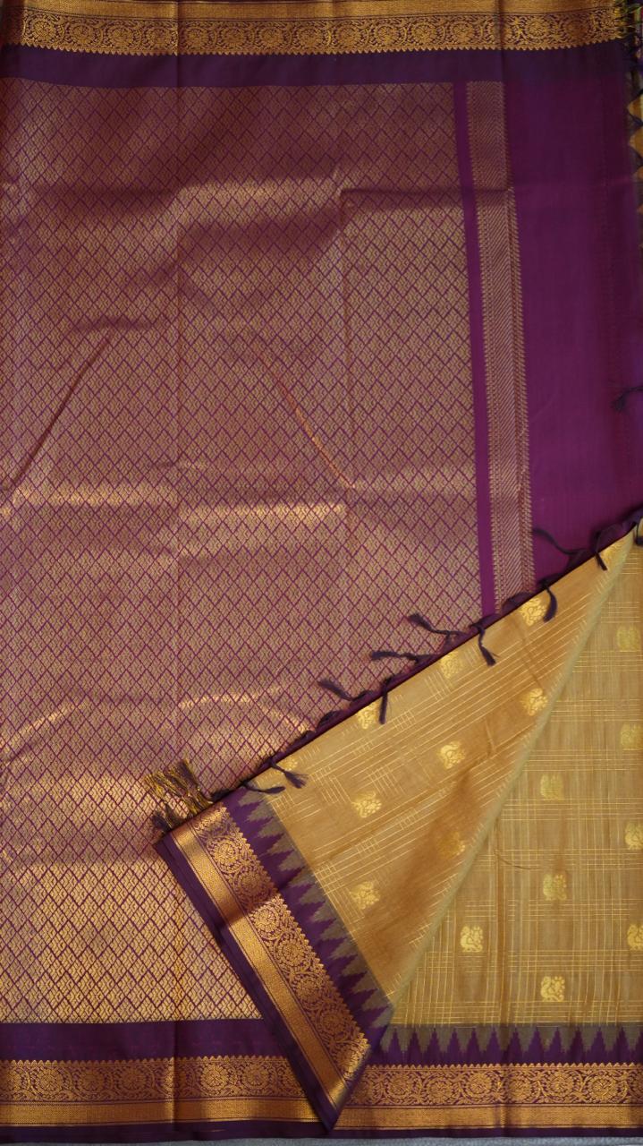 Koorai Kattam Kanchi Semi Silk Saree - 01-03-16-15 (DRIED TURMERIC)