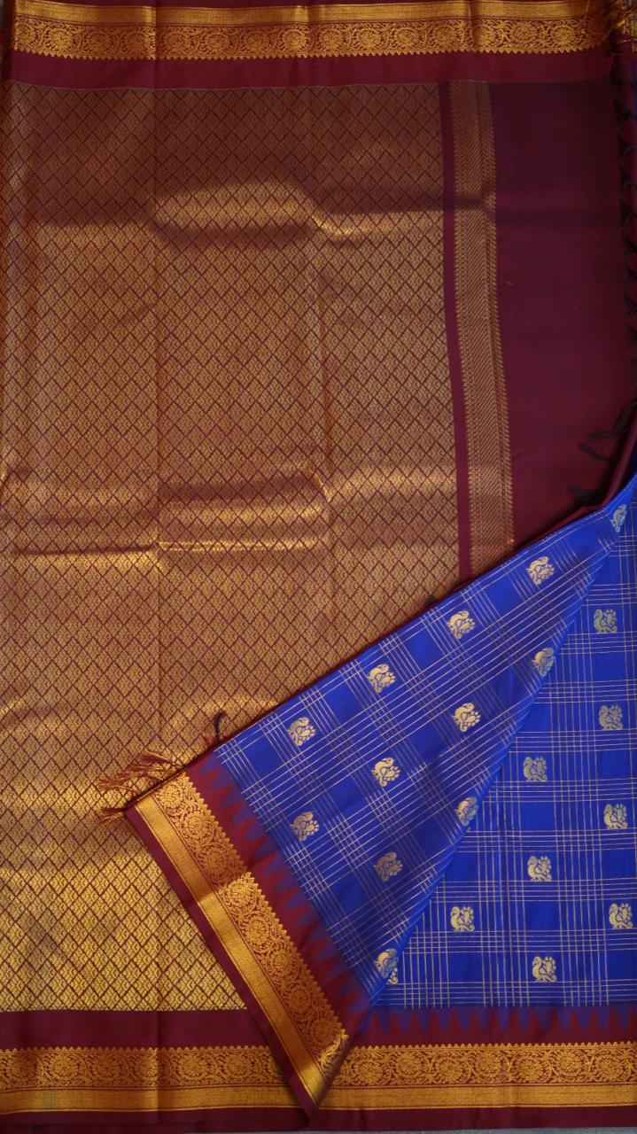 Koorai Kattam Kanchi Semi Silk Saree - 01-03-16-18 (DEEP WATER)