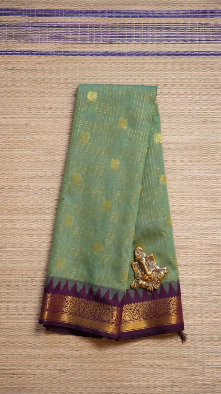 Kanchi Semi Silk Saree - 01-03-16-08 (MINT CREAM)