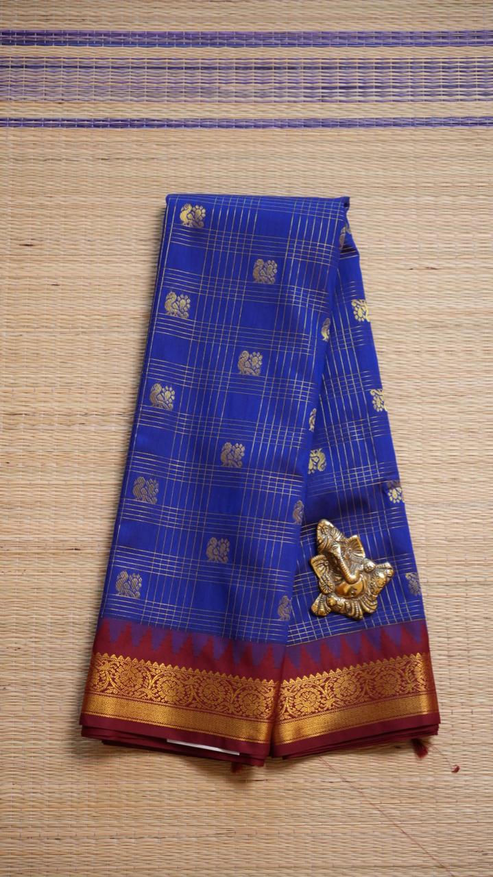 Kanchi Semi Silk Saree - 01-03-16-19 (DEEP WATER)