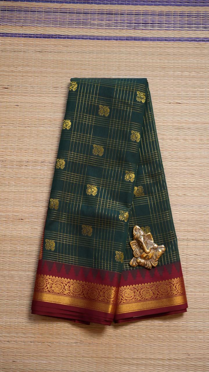 Kanchi Semi Silk Saree - 01-03-16-07 (RAINFOREST CANOPY)
