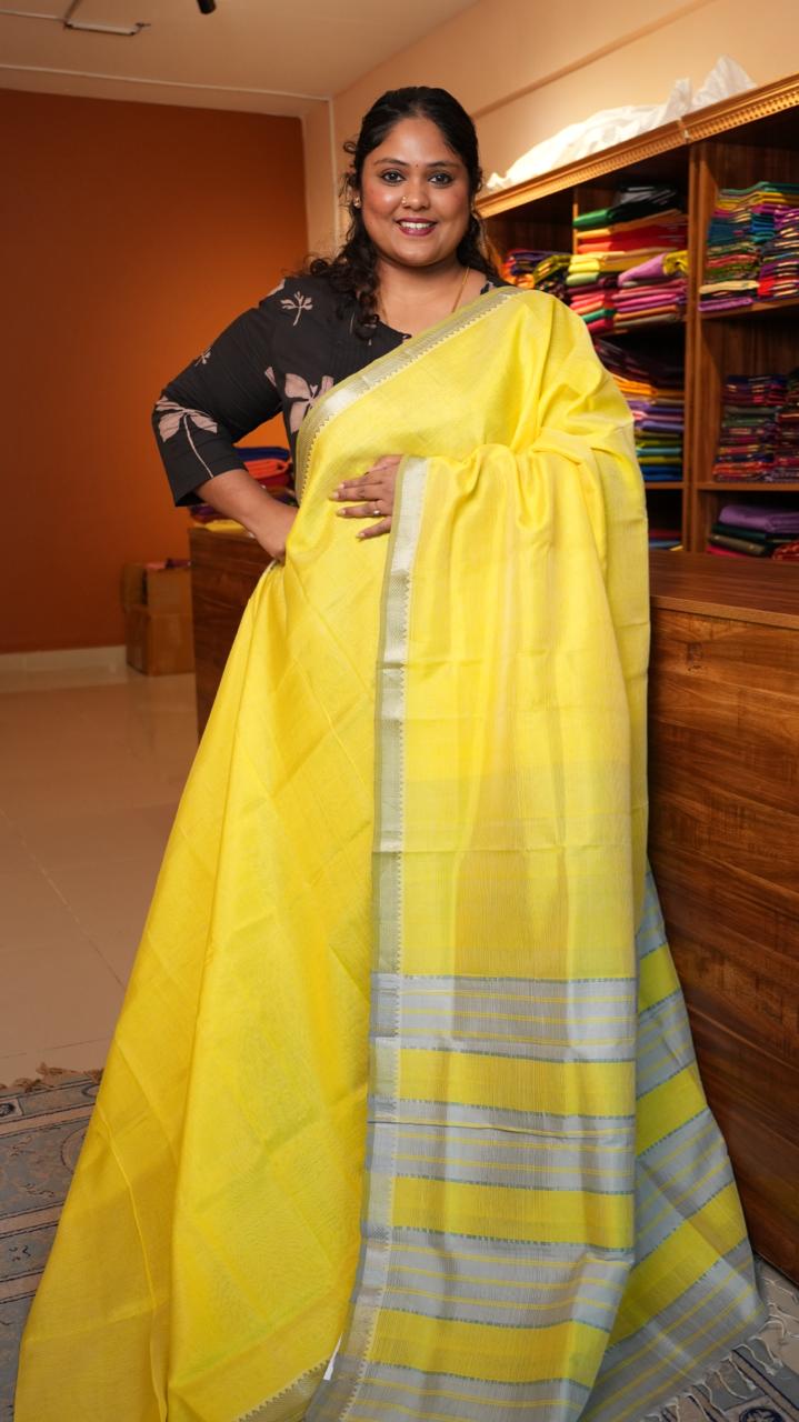 Mangalagiri Silk Cotton Saree 15-03-02-08 (CANARY YELLOW)