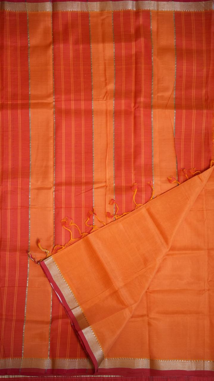 Mangalagiri Silk Cotton Saree 15-03-02-09 (FOX ORANGE)