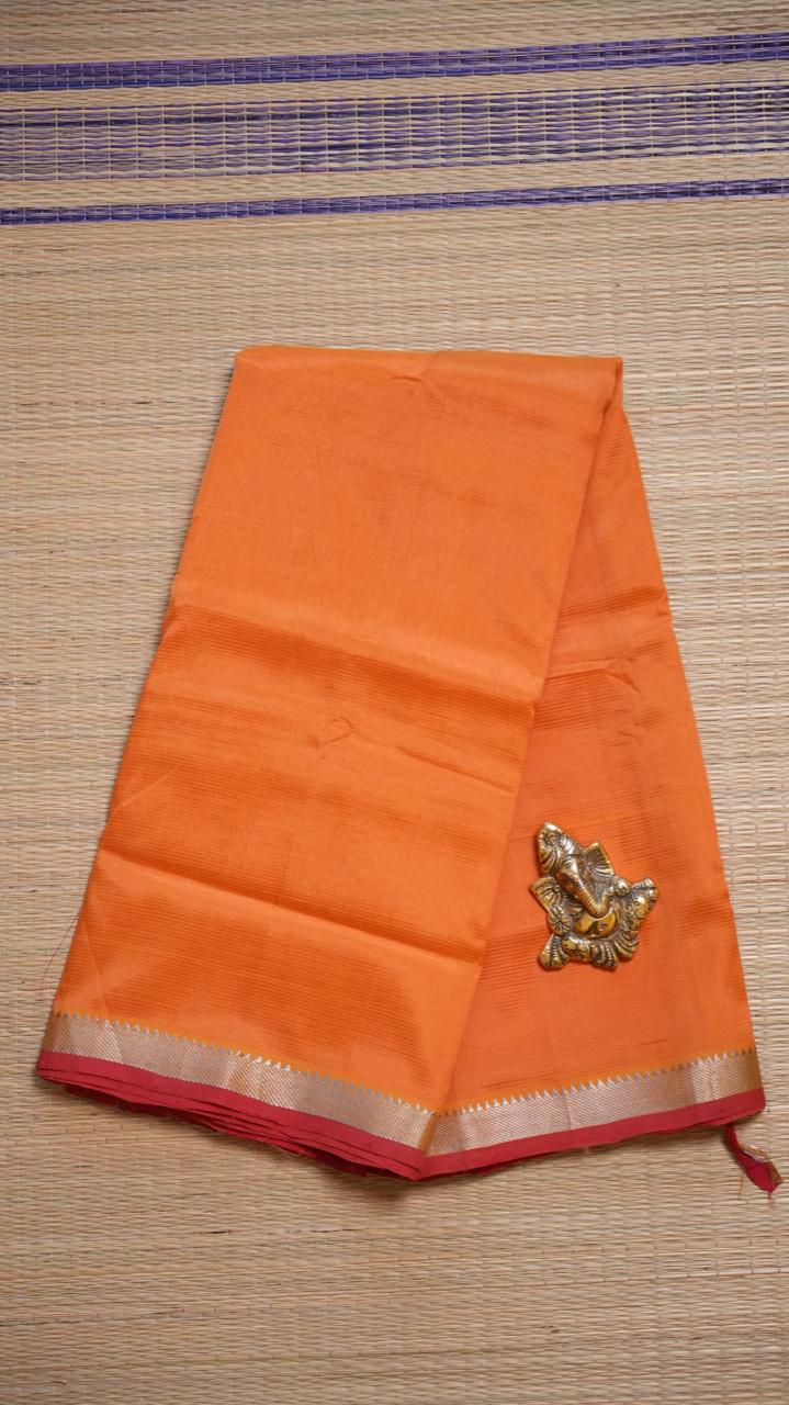 Mangalagiri Silk Cotton Saree 15-03-02-09 (FOX ORANGE)