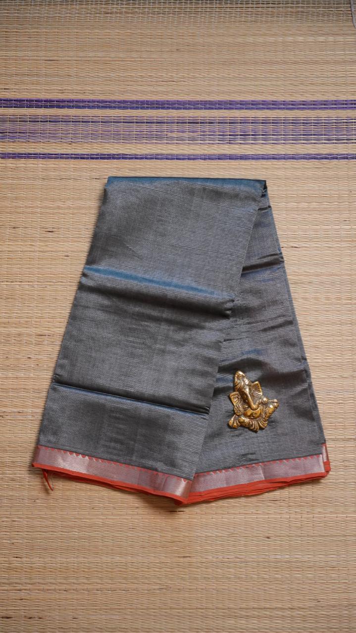 Mangalagiri Silk Cotton Saree 15-03-02-10 (RHINO GREY)