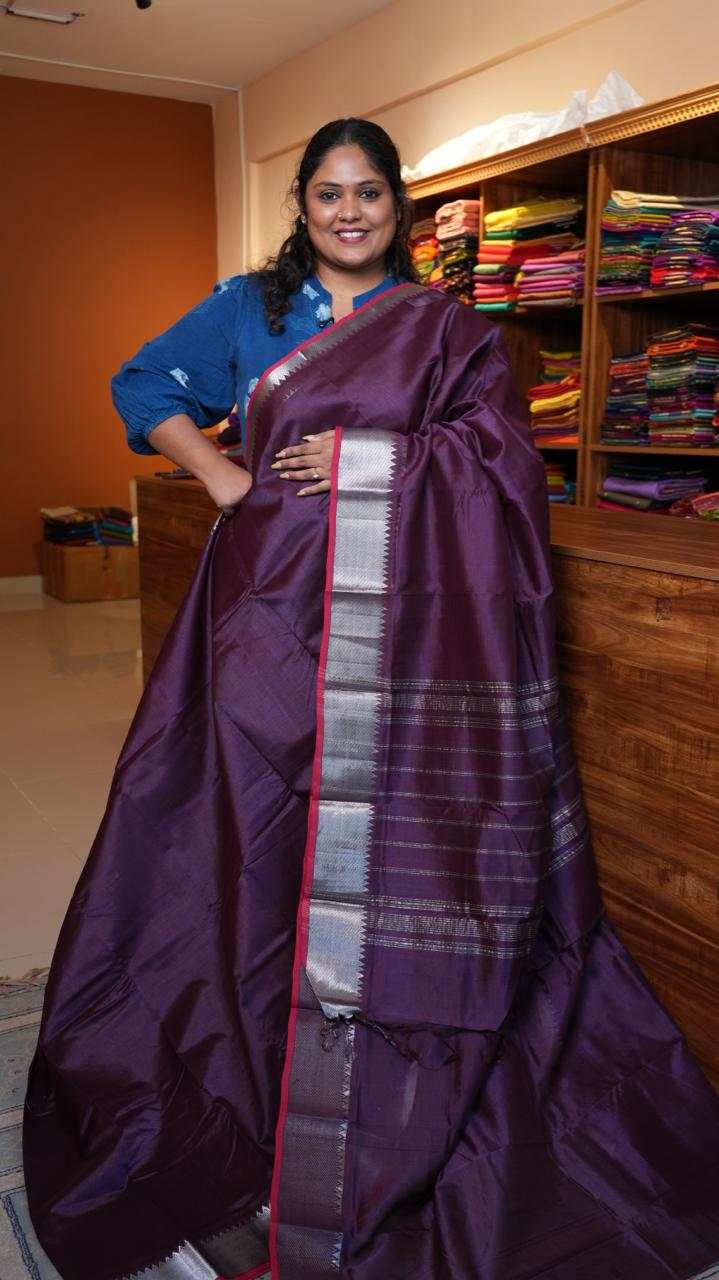 Mangalagiri Silk Cotton Saree 15-03-01-14 (CRYSTAL VIOLET)
