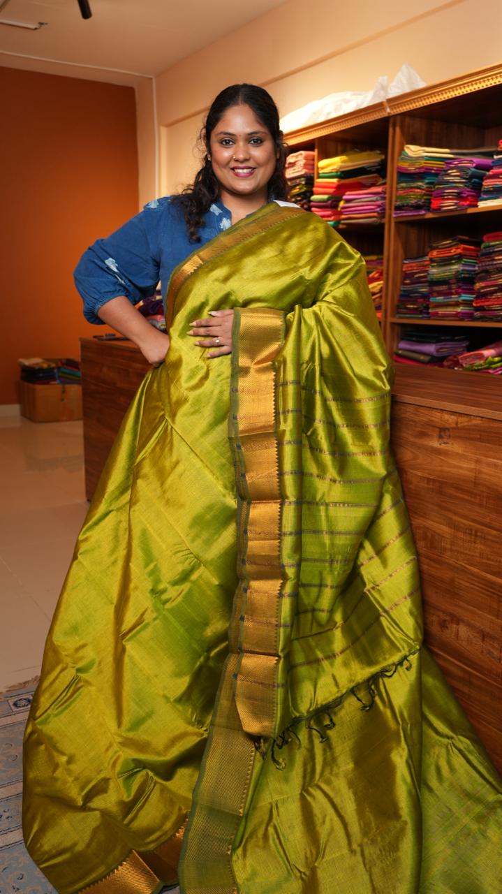 Mangalagiri Silk Cotton Saree 15-03-01-02 (LIME CRYSTAL)