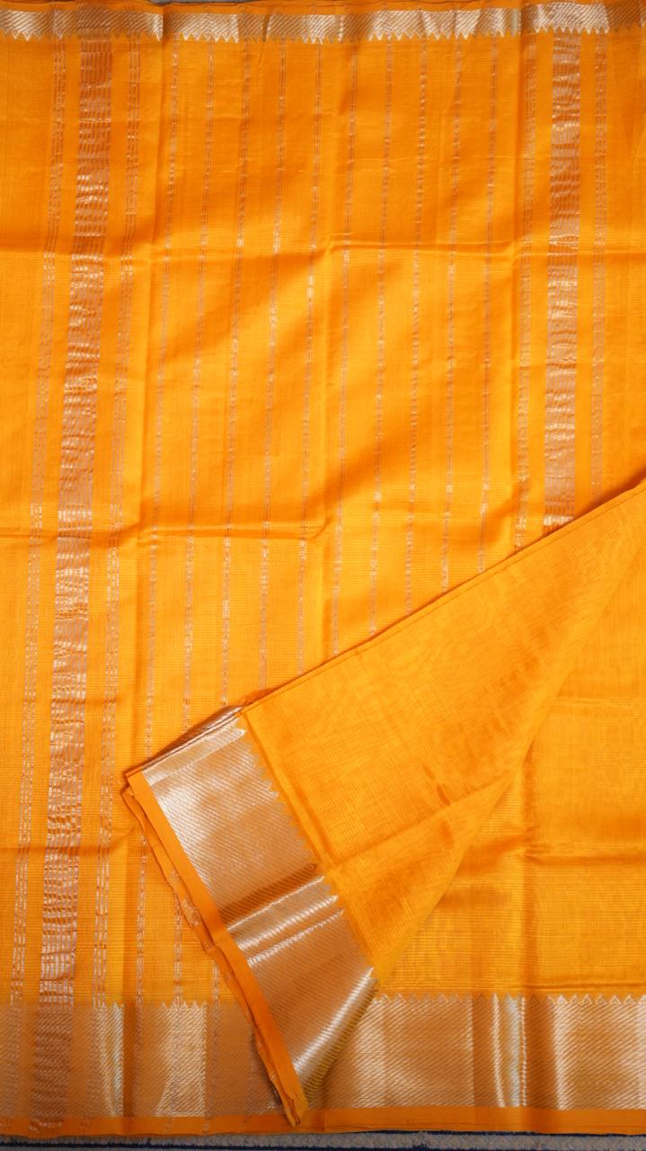 Mangalagiri Silk Cotton Saree 15-03-01-07 (ENAMEL YELLOW)