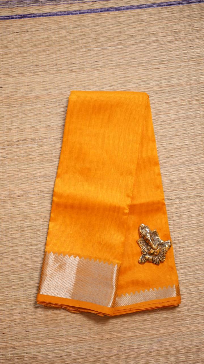 Mangalagiri Silk Cotton Saree 15-03-01-07 (ENAMEL YELLOW)
