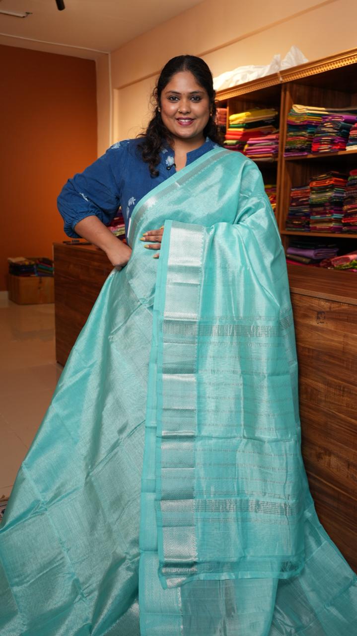 Mangalagiri Silk Cotton Saree 15-03-01-03 (SKY CHALK)