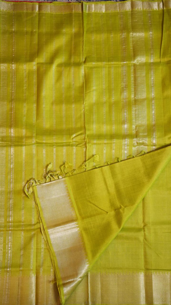 Mangalagiri Silk Cotton Saree 15-03-01-04 (HIGHLIGHTER GREEN)