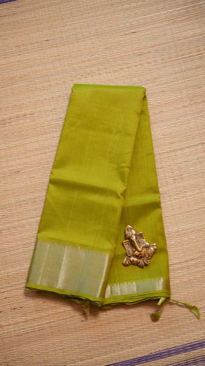 Mangalagiri Silk Cotton Saree 15-03-01-04 (HIGHLIGHTER GREEN)