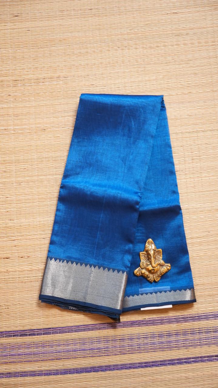 Mangalagiri Silk Cotton Saree 15-03-01-12 (BALLPEN BLUE)