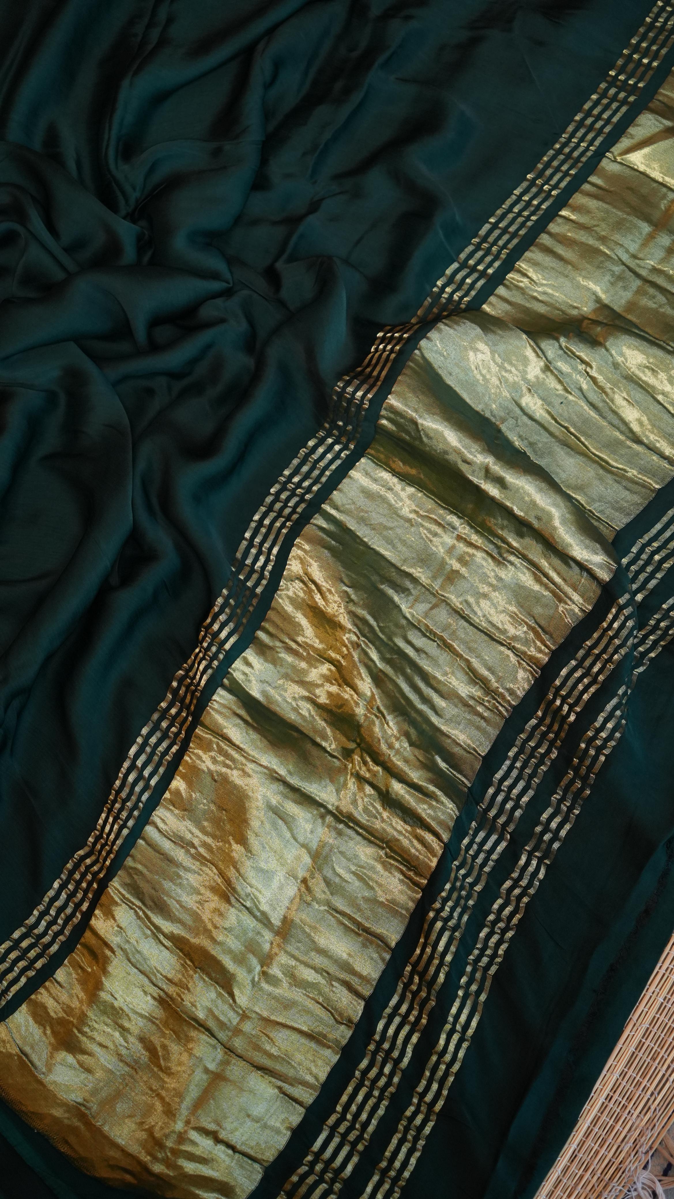 Plain Modal Silk Saree - 46-02B-01-10 (VERDANT AURA)