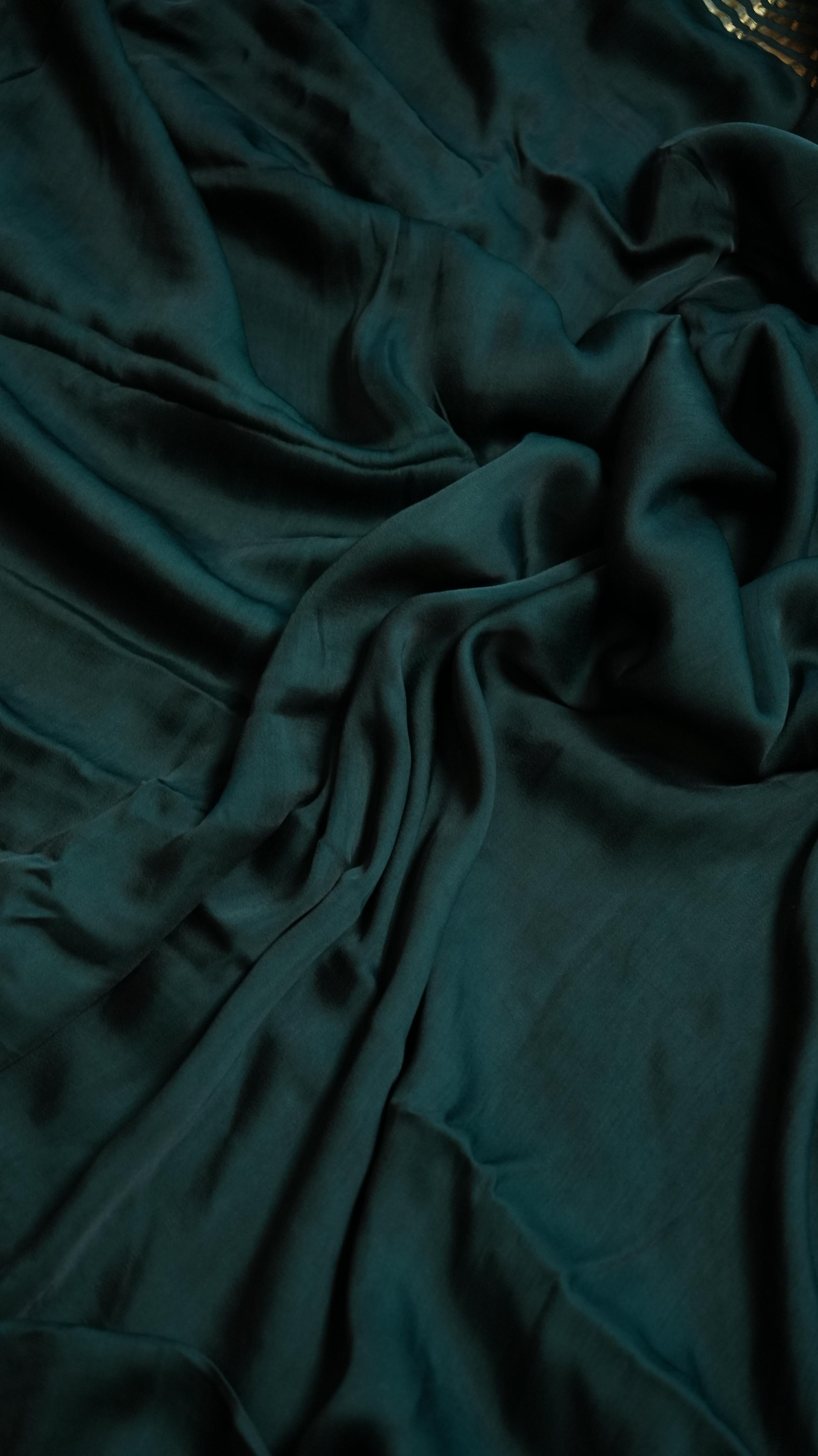 Plain Modal Silk Saree - 46-02B-01-10 (VERDANT AURA)