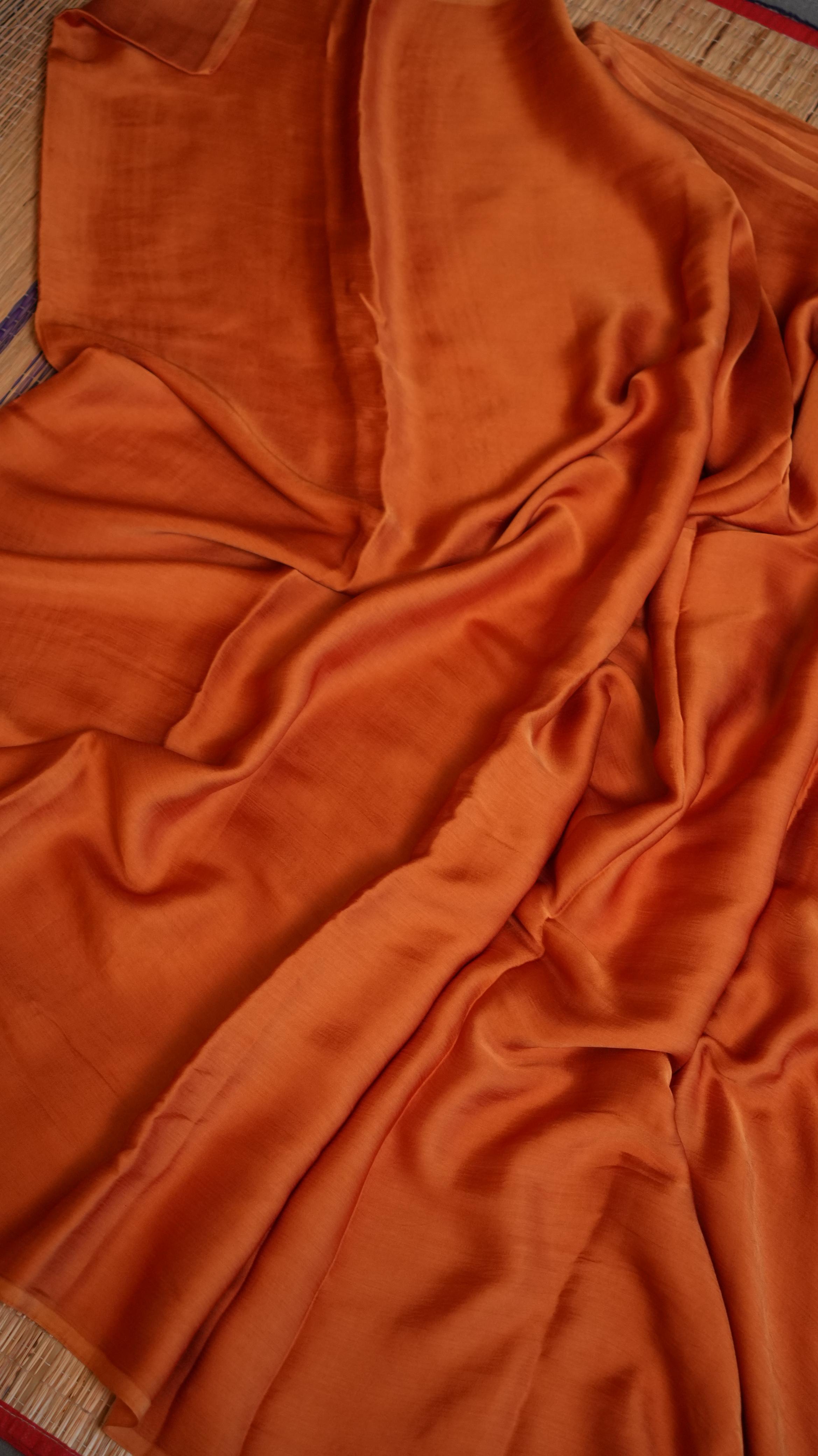 Plain Modal Silk Saree - 46-02B-01-12 (PAPAYA AURA)